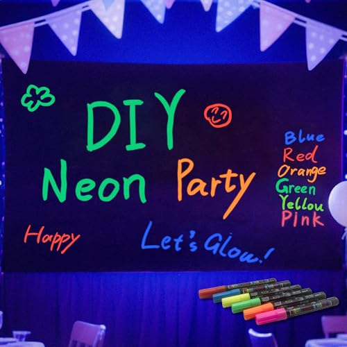 UV Neon Photography Background with 6 Fluorescent Colored Pens - Product Imagery