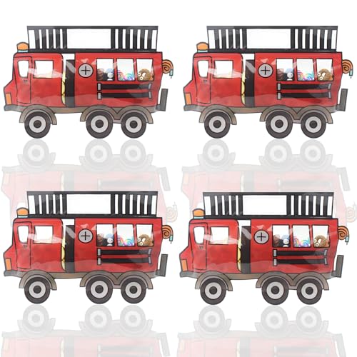 30 Pack Goodie Bags - Cartoon Firetruck Car Candy Treat Bags - Product Imagery