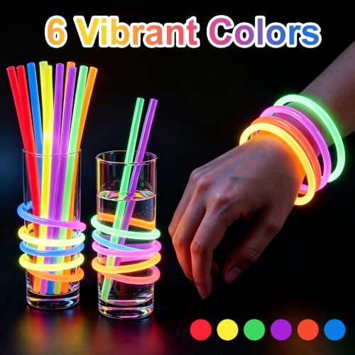 800Pc Glow Sticks Bulk with Connectors,Glow Bracelets&Necklaces - Product Imagery
