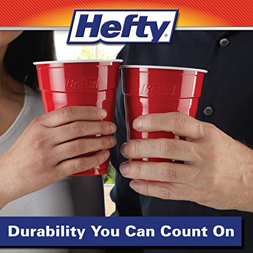 Hefty Easy Grip Disposable Plastic Cold Cups, Red, 18 Ounce, 50 - Product Imagery
