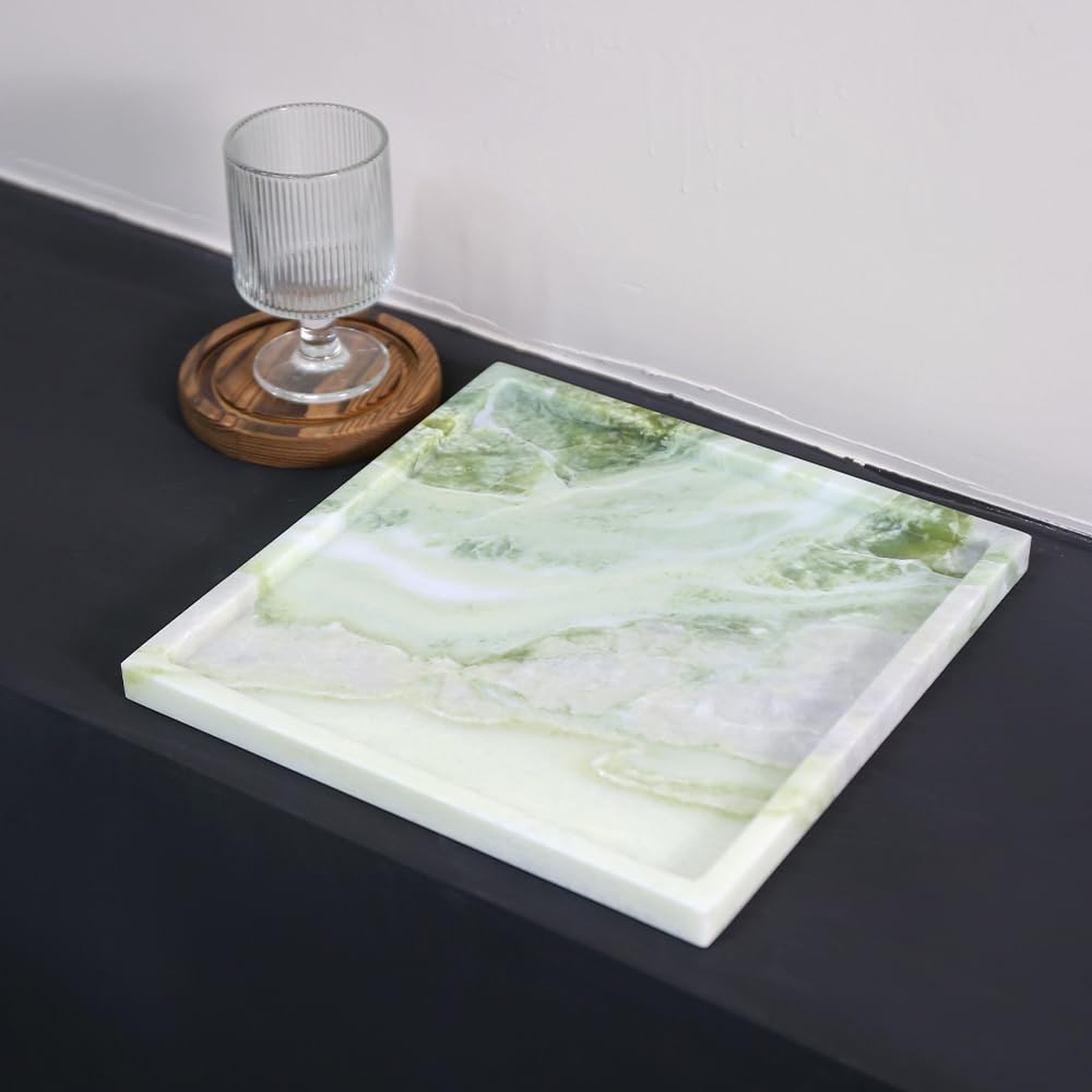 Solid Green Marble Vanity Tray Marble Organizer for Home - Yfstone Official Imagery - 4