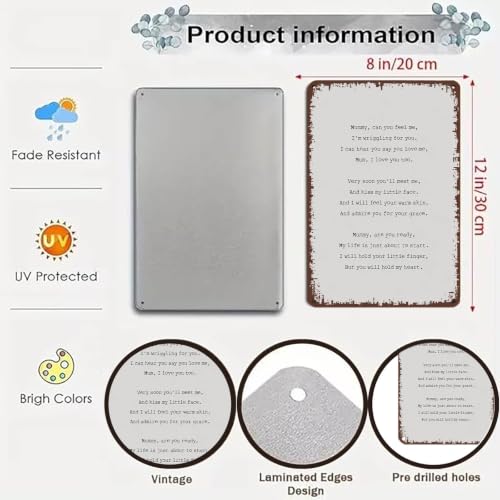 8x12 Inch Aluminum Wall Sign, Vintage Unframed Metal Poster, - Product Imagery
