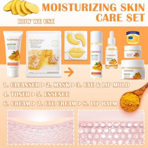 11PCS Turmeric Skincare Set, Skin Care Set with Turmeric Face - Product Imagery