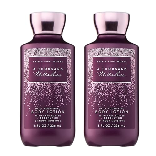 Bath & Body Works A Thousand Wishes Body Lotion, Lightweight Daily Moisturizer with Shea Butter & Coconut Oil, Sparkling Prosecco & Peony Scent, 8 fl oz - 2 Pack - Bath & Body Works Official Product View 1