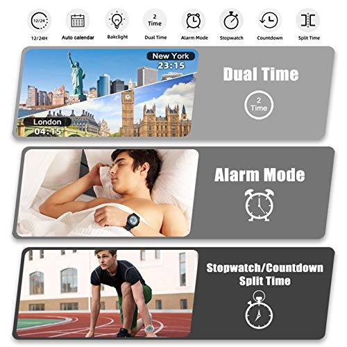 Beeasy Digital Watch for Men Women, 50M Waterproof, Ultra-Thin & - Product Imagery
