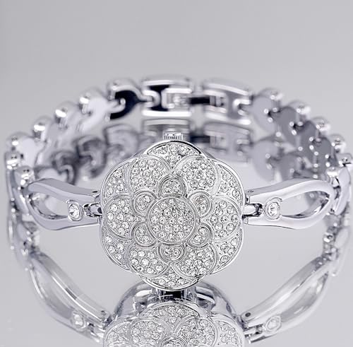 ADSBIAOYE Elegant Women's Watch Flower-Shaped Diamond flip - Product Imagery