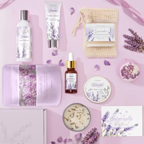 Gifts for Women Birthday Gift Baskets, Lavender Relaxing Home - Product Imagery