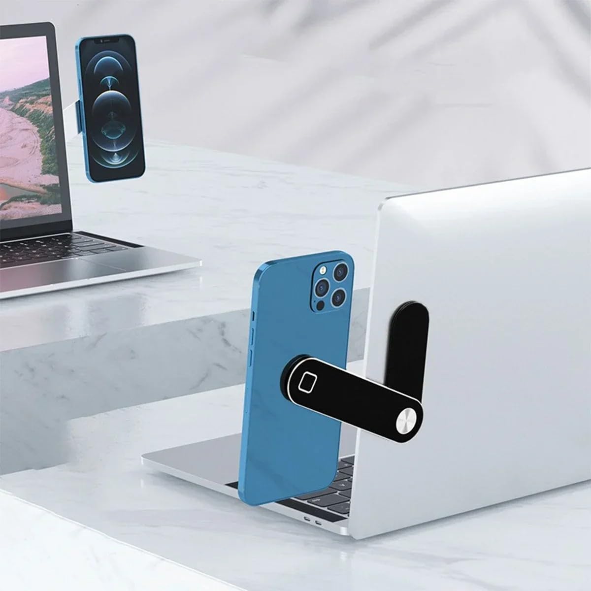 TsuvyXeg Phone Holder Magnetic Stand Bracket Adjustable Computer Monitor Side Mount for Laptop Desktop