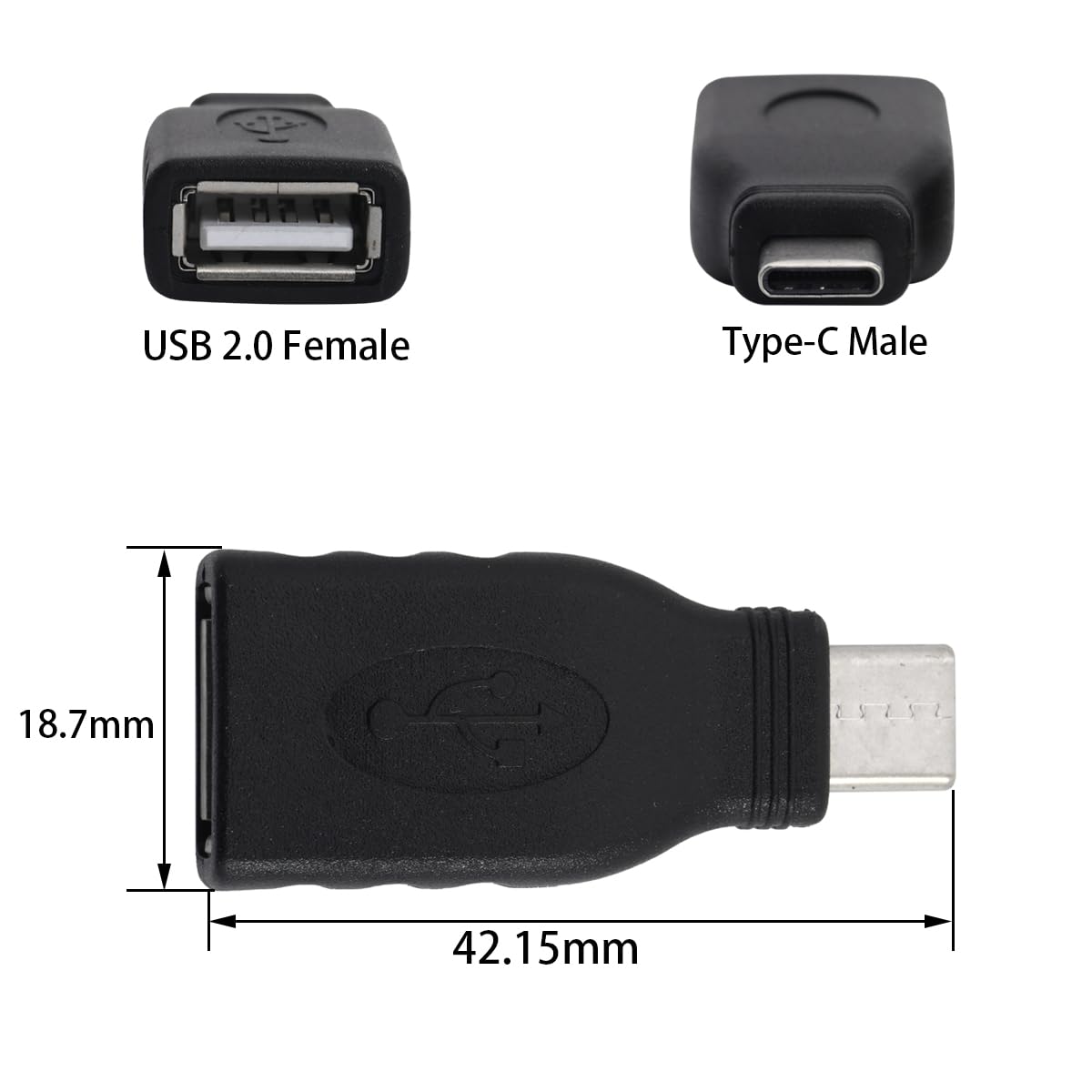 Teansic 2PCS USB-C Male to USB-A Female OTG Adapter,USB 2.0 Converter for Data Transfer and Charging Compatible with Smartphones, Tablets, Laptops and USB Peripherals