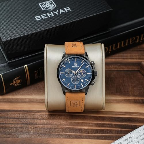 BENYAR Mens Watches Analog Quartz Chronograph Waterproof Wrist - Product Imagery