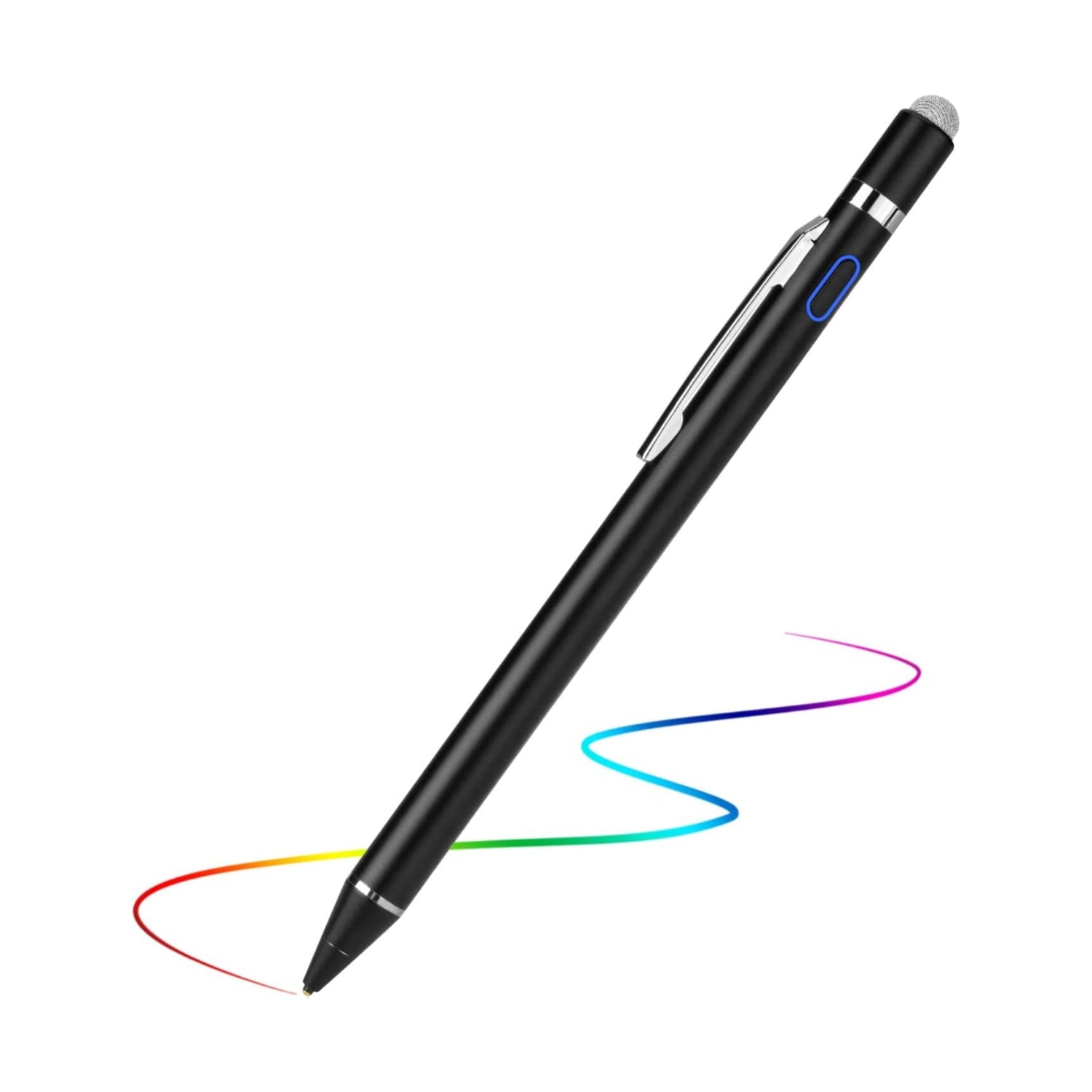 EVACH active stylus digital pen with ultra-fine tip for iPad, iPhone, and Samsung tablets, shown resting on a tablet screen