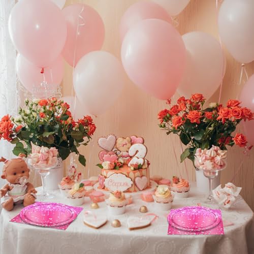 40 PCS Hot Pink Happy Birthday Decorations - Rose Pink Party - Product Imagery