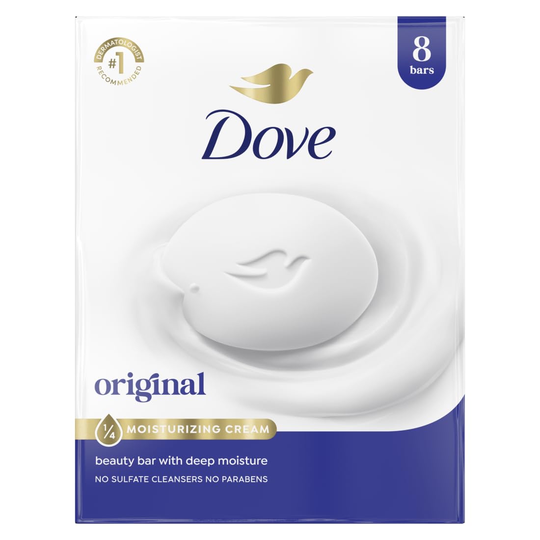 Dove Beauty Bar Soap Original 8 Count for Soft, Smooth Skin, - Product Imagery