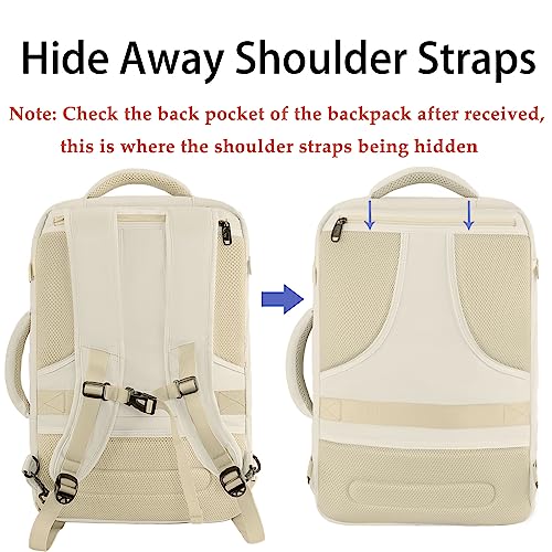 MATEIN Beige Travel Backpack Women, Carry on Bag with Hidden - Product Imagery
