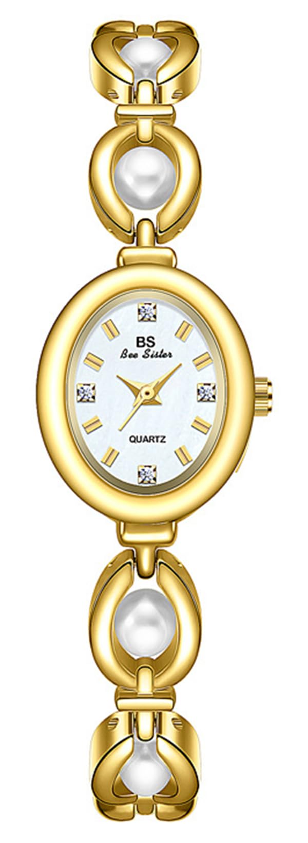 Gosasa Elegant Pearl Watch for Women Dainty Oval Bracelet - Gosasa Official Imagery - 1