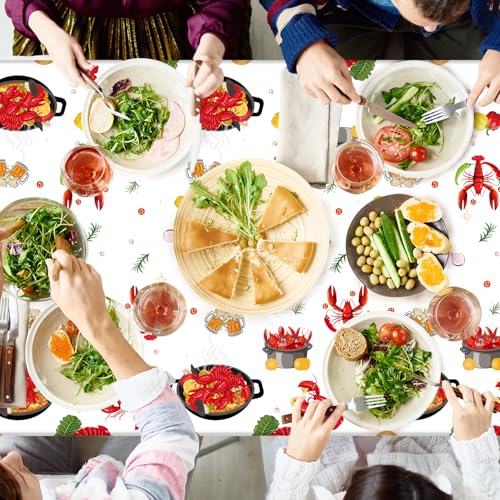 4 Pack Crawfish Boil Party Tablecloth, 51 x 86 Inches - Product Imagery