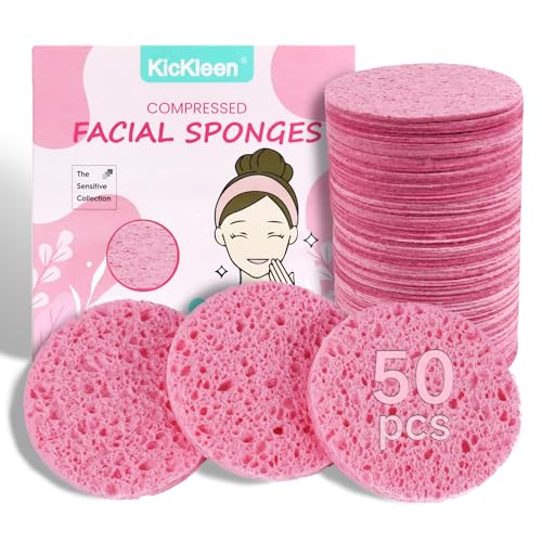 50 Count Compressed Facial sponges for Daily Facial Cleaning - kickleen Official Imagery - 1