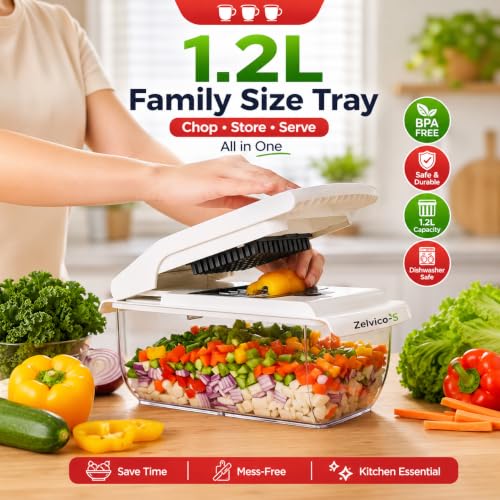 18-in-1 Vegetable Chopper with Container – Mandoline Slicer, - Product Imagery