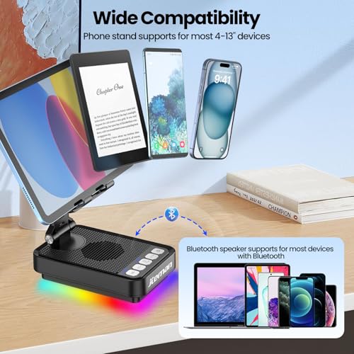 JTEMAN Gifts for Men Women Phone Stand Bluetooth Speaker with - Product Imagery