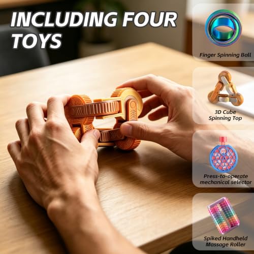 4 Pack Mechanical Fidget Toys Set, Stress Relief Desk Fidget - Product Imagery