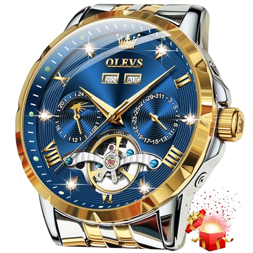 OLEVS Mens Automatic Watch Luxury Dress Diamond Self Winding - Product Imagery