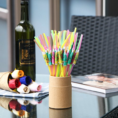 ALINK 50 Umbrella Parasol Drinking Straws, Hawaiian Beach - Product Imagery