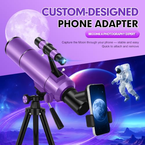Telescope for Kids & Adults, 80mm 500mm Portable Refractor, - Product Imagery