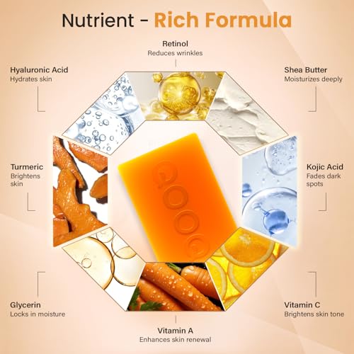 QOOQ Turmeric Kojic Acid Soap for Dark Spot Remover - Facial - Product Imagery