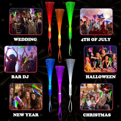 Glow in Dark Fiber Optic Lights Bulk-24 Pack,Light Up Party - Product Imagery