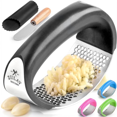 Zulay Kitchen Stainless Steel Garlic Press Rocker Set - Premium - Product Imagery