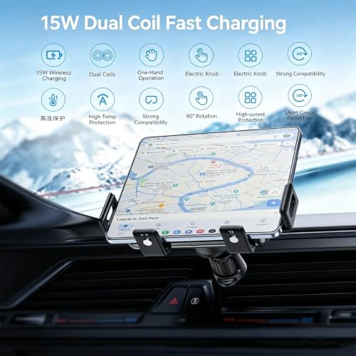 High Intelligent Mobile Phone/Pad Holder, Wireless Rotating Car - Product Imagery