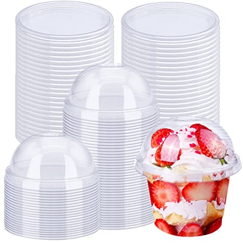 Alaeseje 50 Pack 8 oz Clear Plastic Cups with Dome Lids(Hole in - Product Imagery