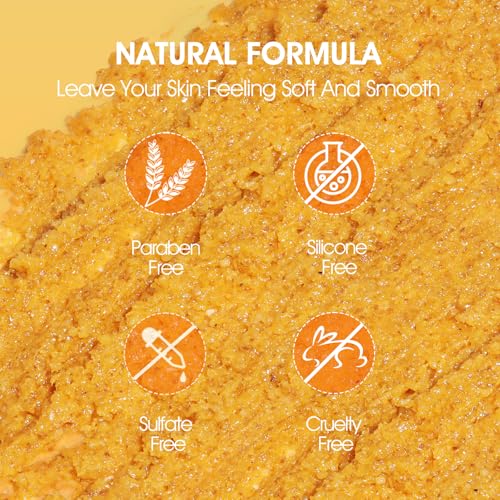Body Scrub, Turmeric Exfoliating Body Scrub, with Coconut Oil & - Product Imagery