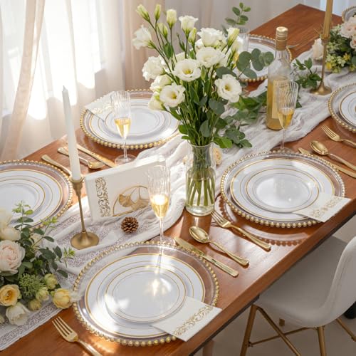 WDF300 Pieces Gold Plastic Silverware - Heavy Duty Disposable - Product Imagery