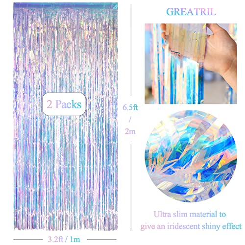 Iridescent Party Streamers Backdrop - GREATRIL Neon Transparent - Product Imagery