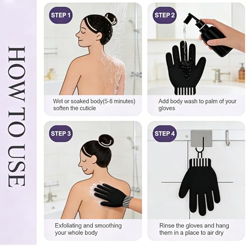 Exfoliating Bath Gloves 2 Pairs - Heavy Texture Body Scrub - Product Imagery