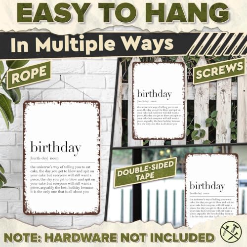 8x12 Inch Aluminum Birthday Definition Poster Wall Art, Vintage - Product Imagery