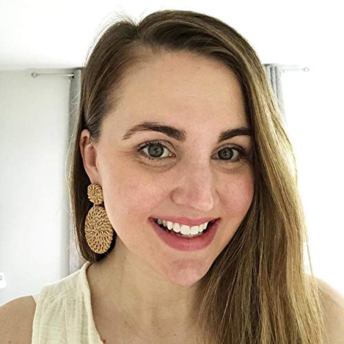 Rattan Statement Hoop Earrings - Woven Dangle Drop Earrings Set - Product Imagery