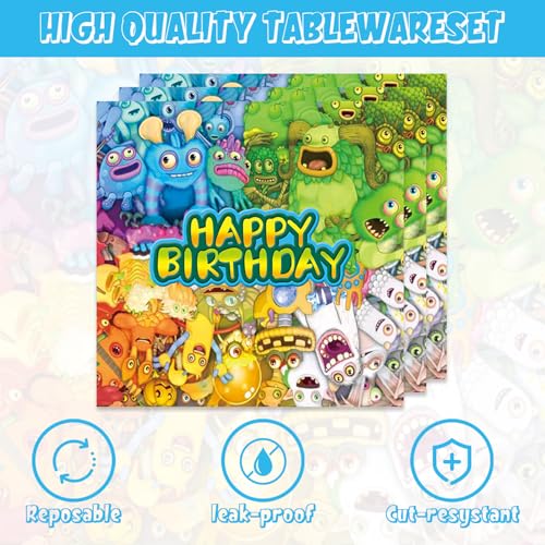 40pcs Singing Monsters Party Supplies include 20 plates, 20 - Product Imagery