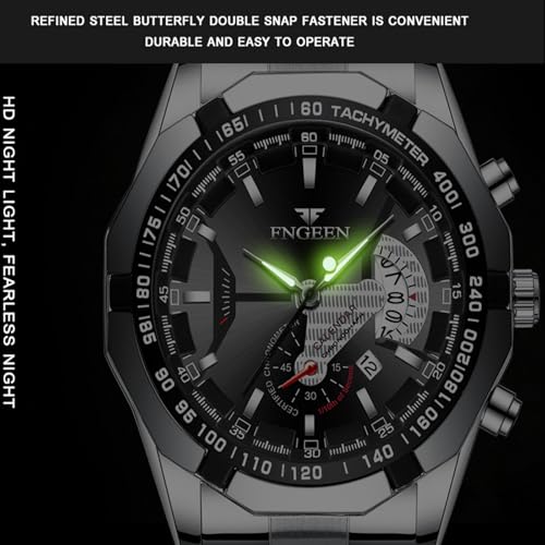 4 Pack Men's Stainless Steel Watches Waterproof Date Luminous - Product Imagery