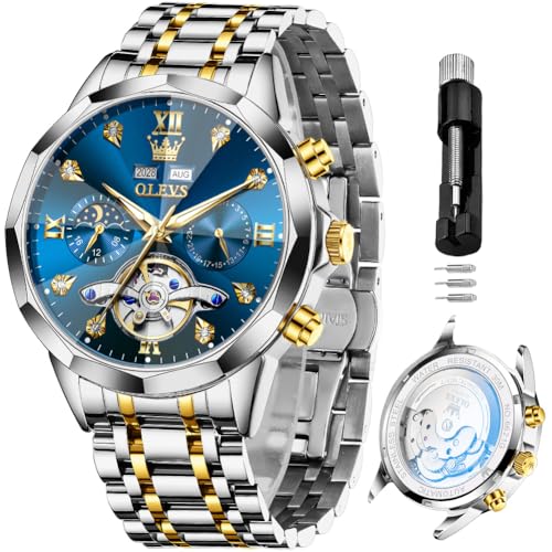 OLEVS Skeleton Men Watches Automatic Business Luxury Diamond - Product Imagery