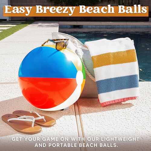 JOYIN 4-Pack 20" Beach Balls - Large Rainbow Beach Ball - Product Imagery