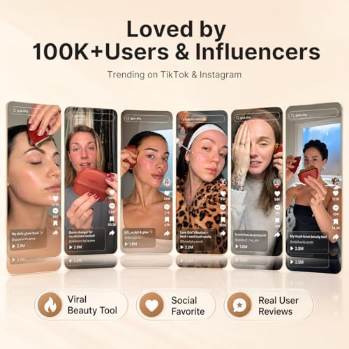 GS5 Electric Heated Gua Sha Tool, Red Light Face Massager, Red - Product Imagery