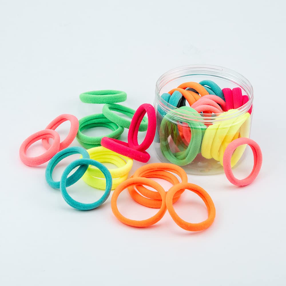 48PCS Seamless Luminous Color Hair Ties High Elastic Ponytail - Product Imagery