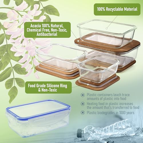 Glass Container Set with Acacia Lids - Product Imagery