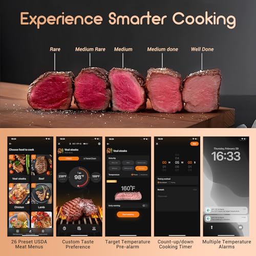 INKBIRD Meat Thermometer Wireless, Smart Bluetooth Meat - Product Imagery