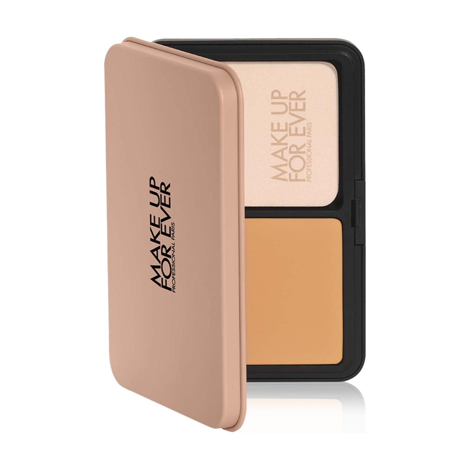 Make Up For Ever HD Skin Matte Powder Foundation in 2N22, 0.38 oz, showing the compact with open lid and pressed powder inside.