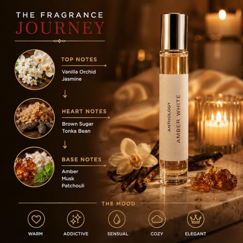 Anthology Amber White Perfume Oil Roll on, Vanilla 28 scent, 0.3 - Product Imagery