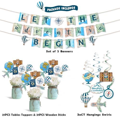 Yaaaaasss! 52pcs Travel Themed Party Decorations Let the - Product Imagery