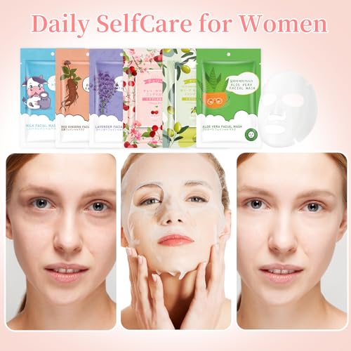 12 Pack Sheet Face Masks Skincare for Women,Hydrating Face Masks - Product Imagery